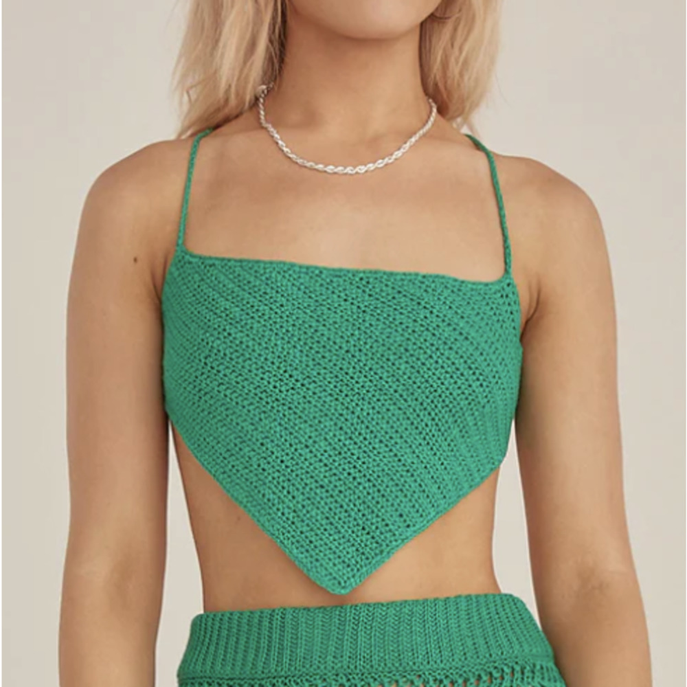 Riley Hubatka X Peppermayo Tan Lines Crochet Crop Top in Green, Size M-L‌‌